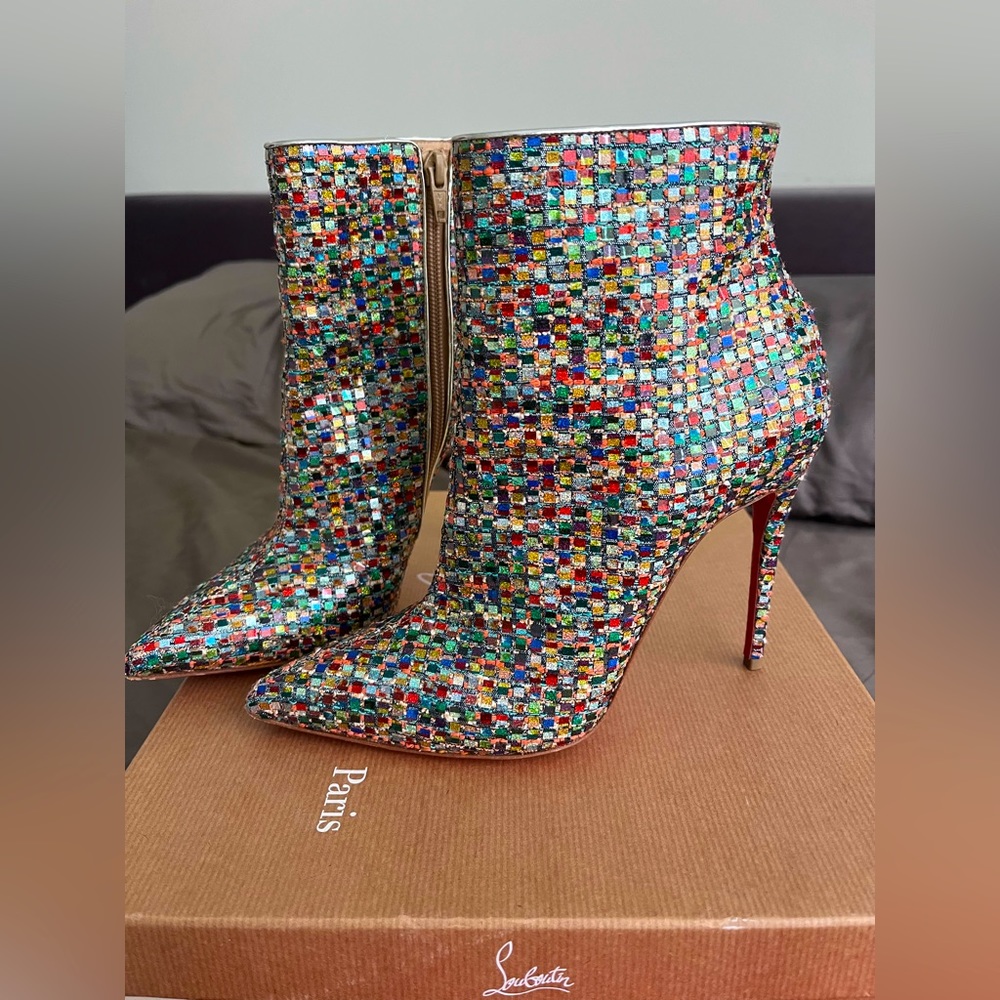 CHRISTIAN LOUBOUTIN SO KATE BOOTY 100 TRESSAGE MULTI SIZE 38